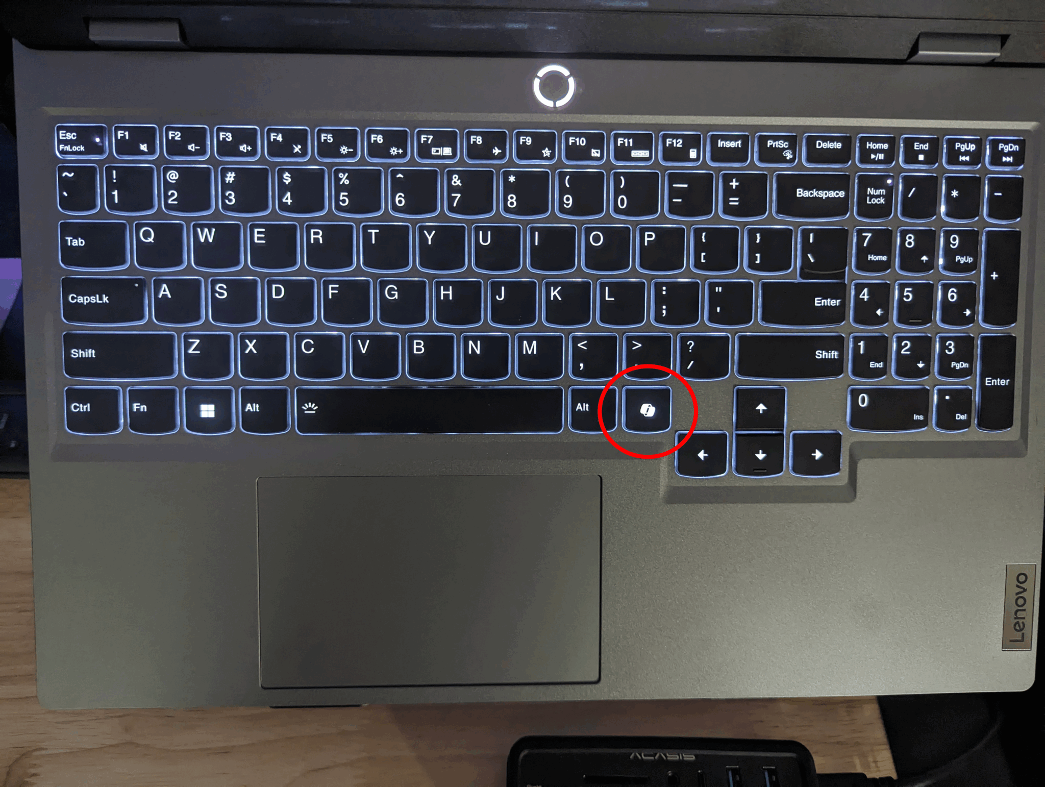 Lenovo LOQ keyboard, Co-Pilot button