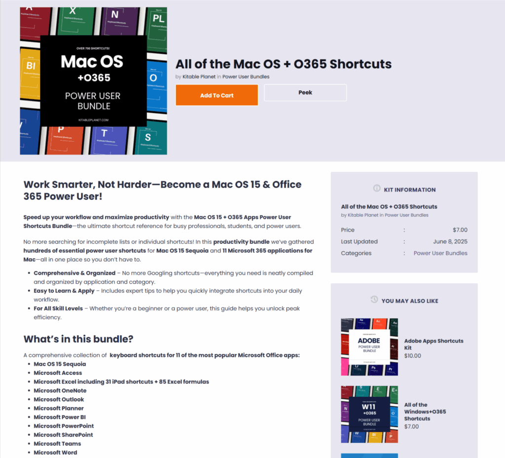 MacOS + 0365 Shortcuts Bundle
