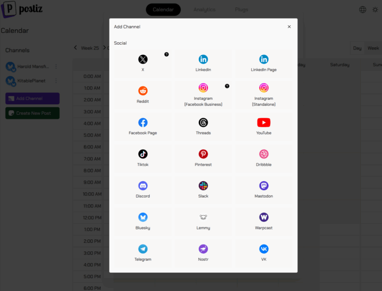 Postiz- Add channels